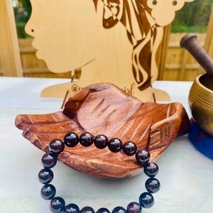 Genuine Garnet Stone of Passion & Devotion Gemstone Stretch Bracelet 10mm